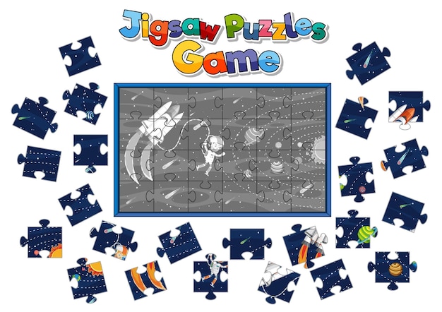 Astronaut in space photo puzzle game template