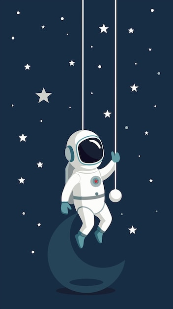 an astronaut in a space suit is hanging on a string