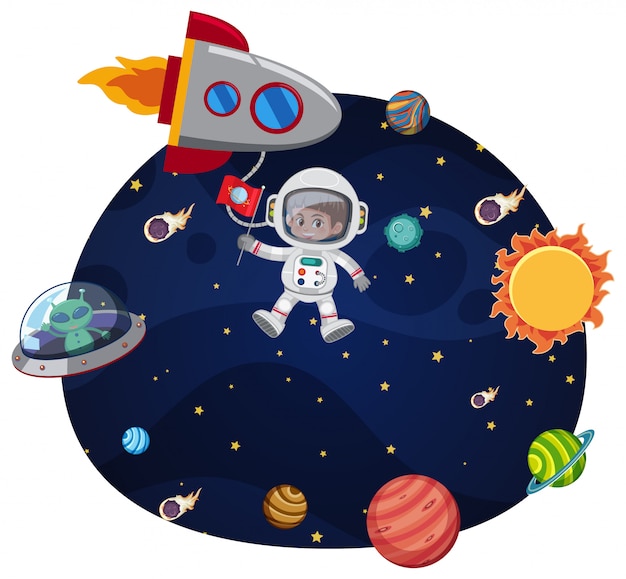 Vector an astronaut in space template