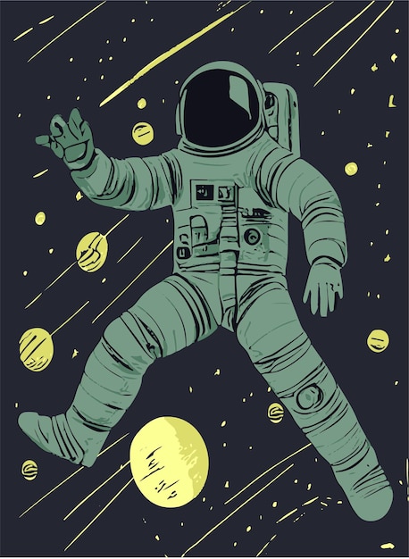 Astronaut in space vector image hand drawing style