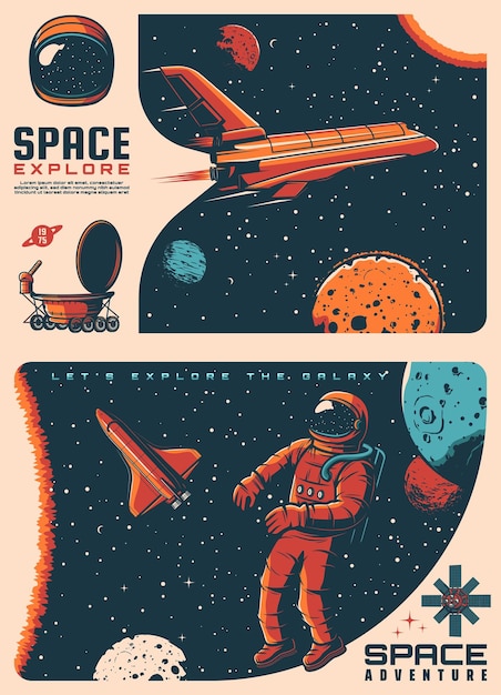 Astronaut and spaceship in outerspace