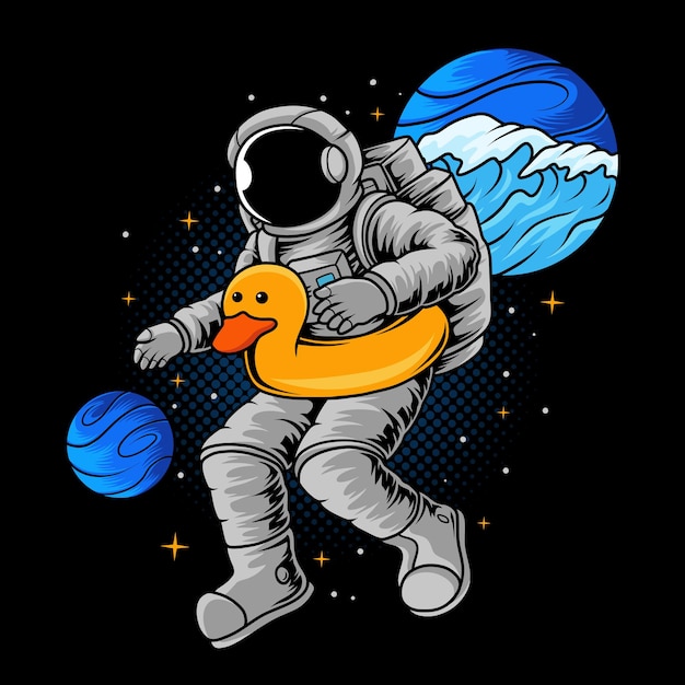 Astronaut swimming in space