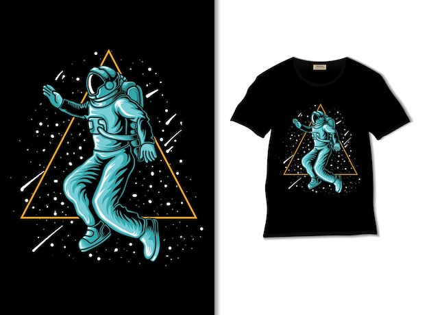 Astronaut triangle space illustration with t shirt design