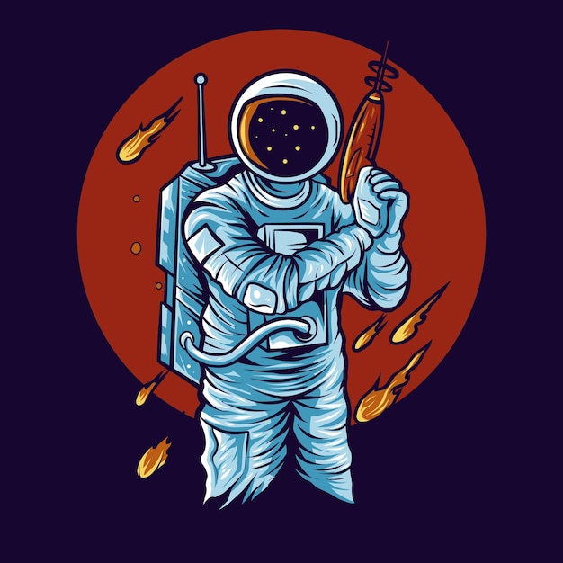 Astronaut vector illustration toy gun