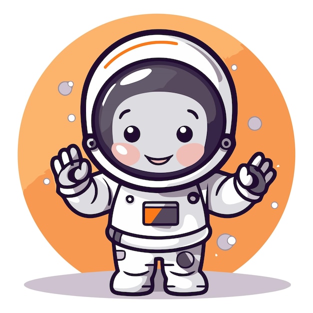 Astronaut waving hand cartoon vector illustration Cute cartoon astronaut