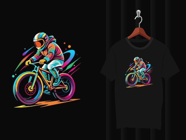 Vector astronaut with bicycle t shirt design artwork