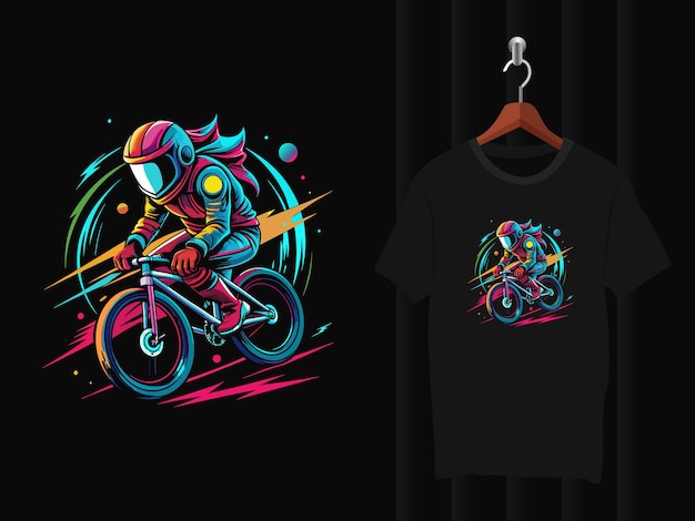 Vector astronaut with bicycle t shirt design artwork