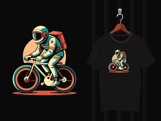 Vector astronaut with bicycle t shirt design artwork