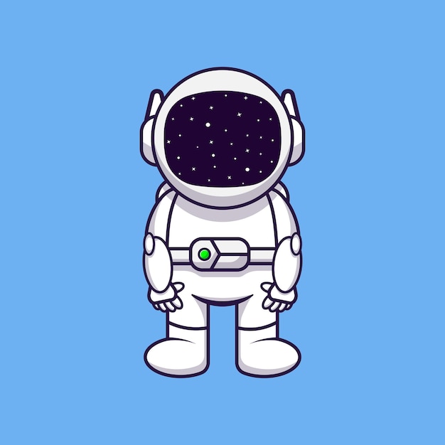 Astronaut with galaxy face vector icon cartoon standing. Fantasy Concept. Premium simple design