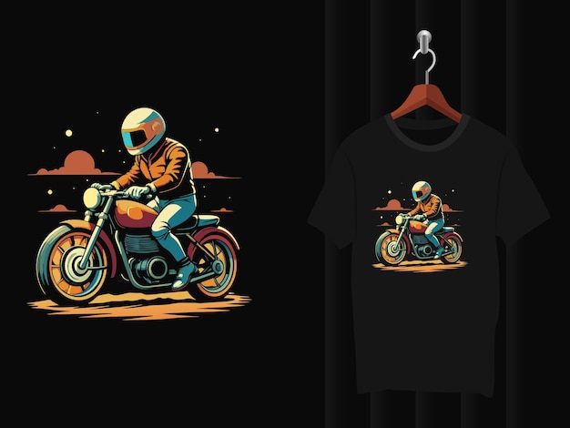 Vector astronaut with motorcycle t shirt design artwork