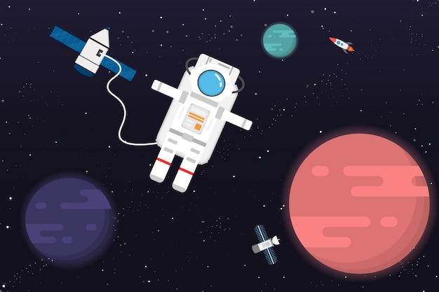 astronaut with planet design.vector and illustration