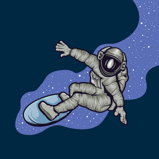 Astronauts surfing illustration