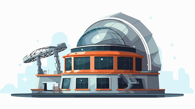 Vector astronomical building with big telescope cartoon observatory