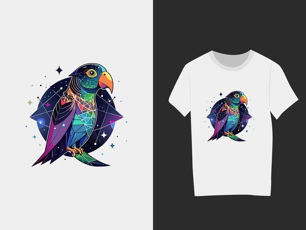 Vector astronomy amazon parrot tshirt design