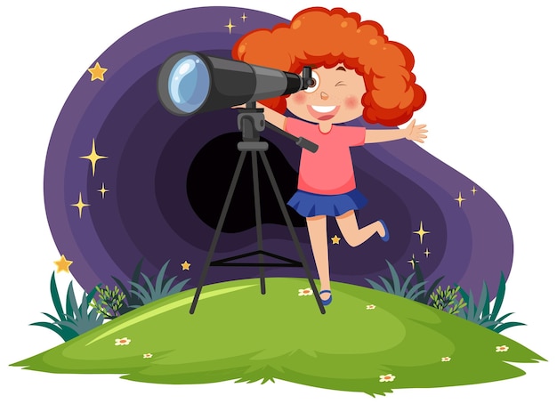 Vector astronomy kids in cartoon style