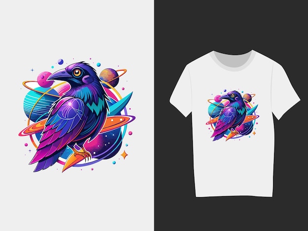 Vector astronomy with crow tshirt design