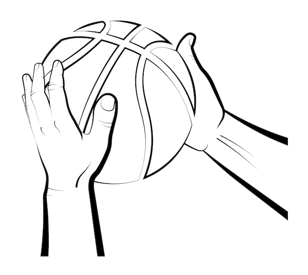 Athlete hands holds basketball ball during the game Team sports healthy lifestyle Isolated vector on white background