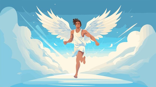 Vector athlete illustration with angel wing for dynamic and inspirational sports design