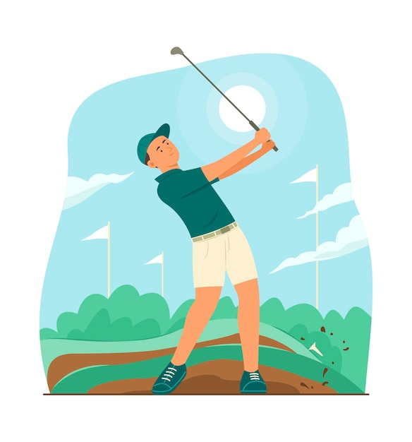 Athlete Man Playing Golf in Golf Course