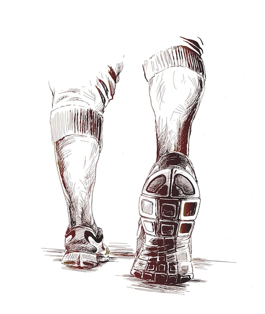 Vector athletic legs sport and fitness hand drawn sketch vector illustration