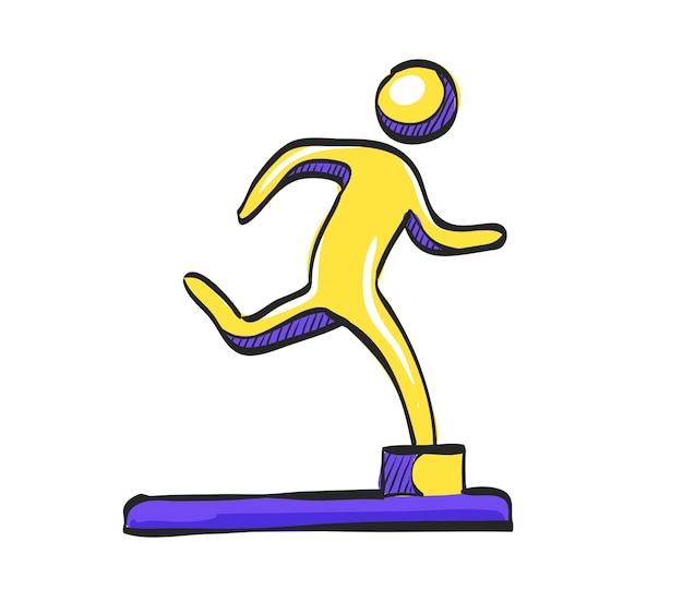 Athletic trophy icon in hand drawn color vector illustration