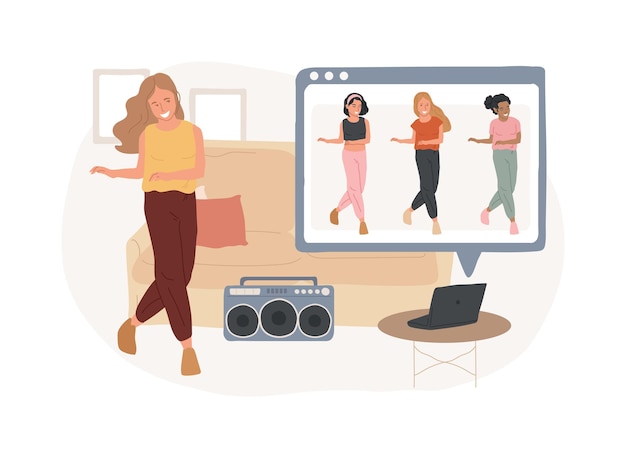 Athome dance class isolated concept vector illustration