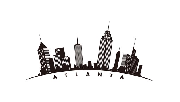 Vector atlanta skyline silhouette vector illustration