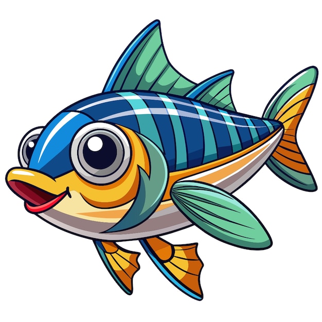 atlantic mackerel fish walks vector kawaii vector illustration kawaii