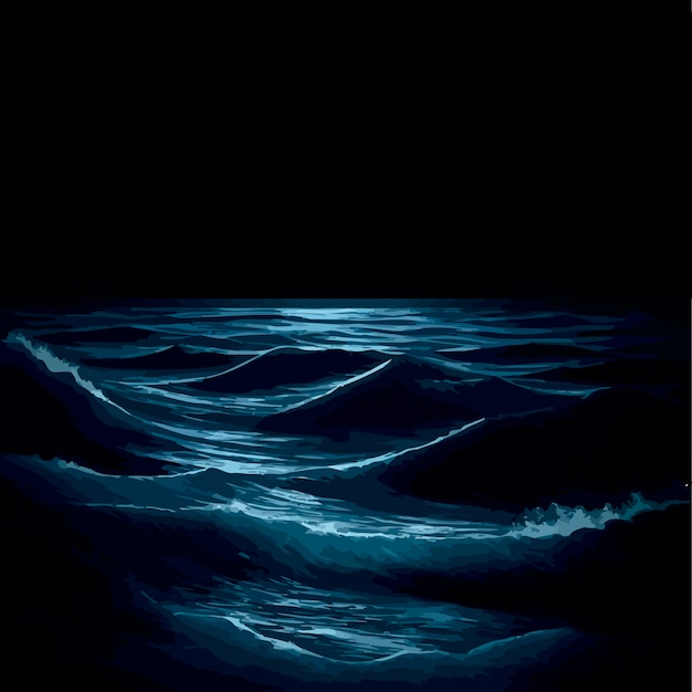 Vector the atlantic ocean at night illustration