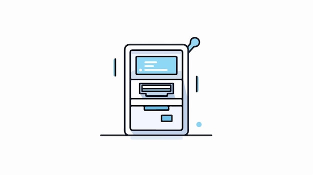 ATM Cash Concept Line Icon Illustration