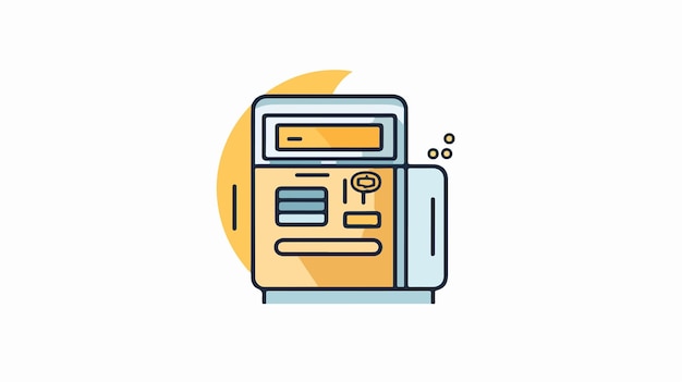 ATM Cash Concept Line Icon Illustration