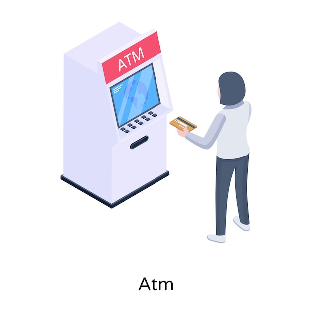 Atm isometric illustration with high quality graphics