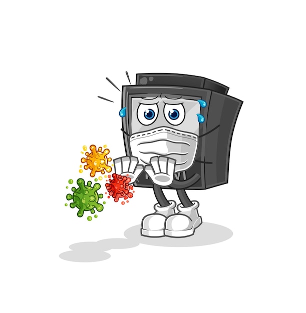 ATM machine refuse viruses cartoon cartoon mascot vector