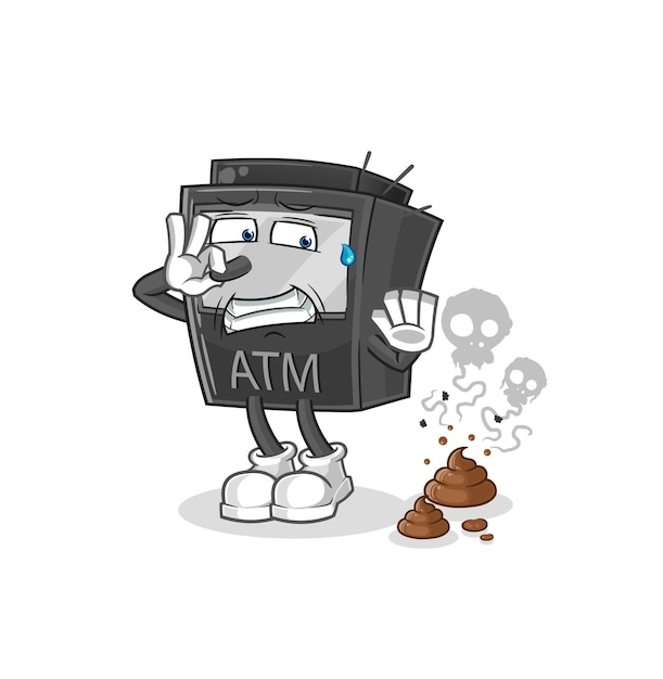 ATM machine with stinky waste illustration character vector