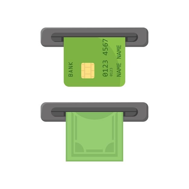 Vector atm with bank card and issuance of money