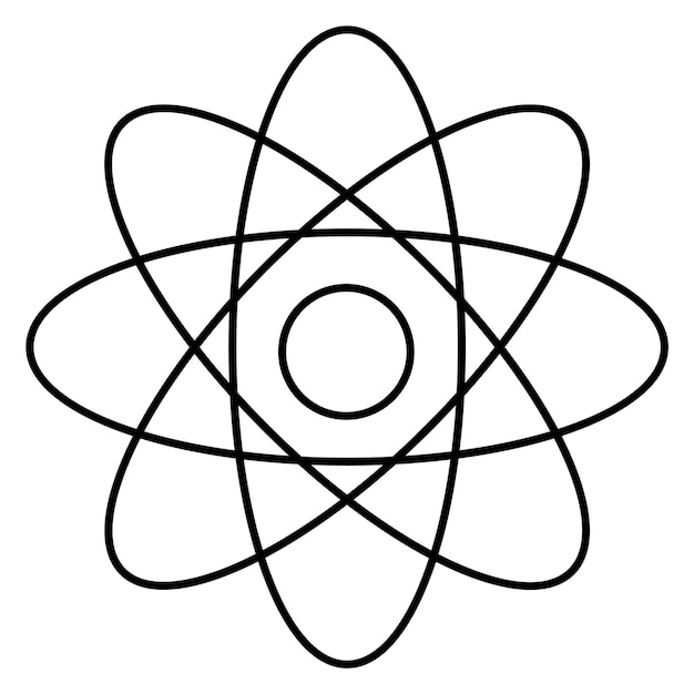 Atom model line icon Physics symbol Science sign