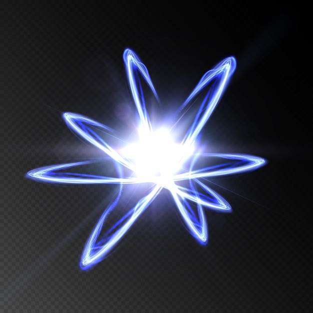 Atom vector model with neon light effect.