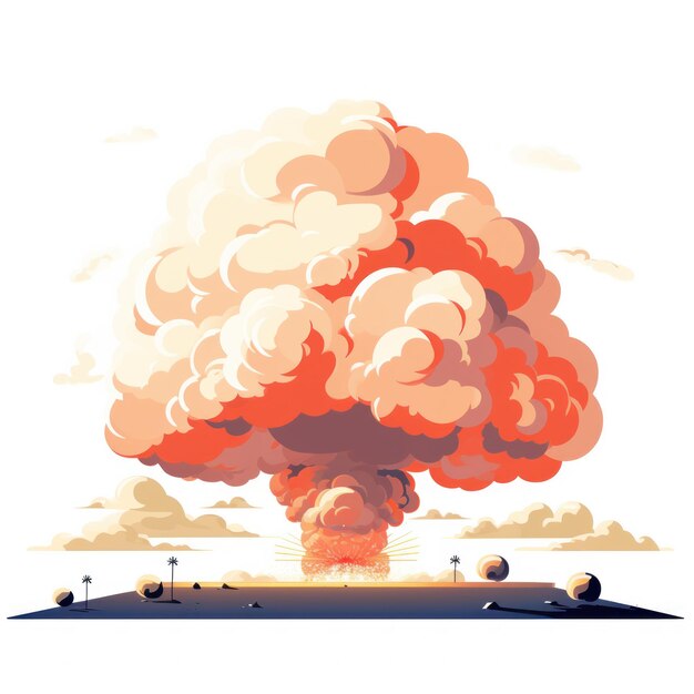 Vector atomic nuclear mushroom cloud explosion