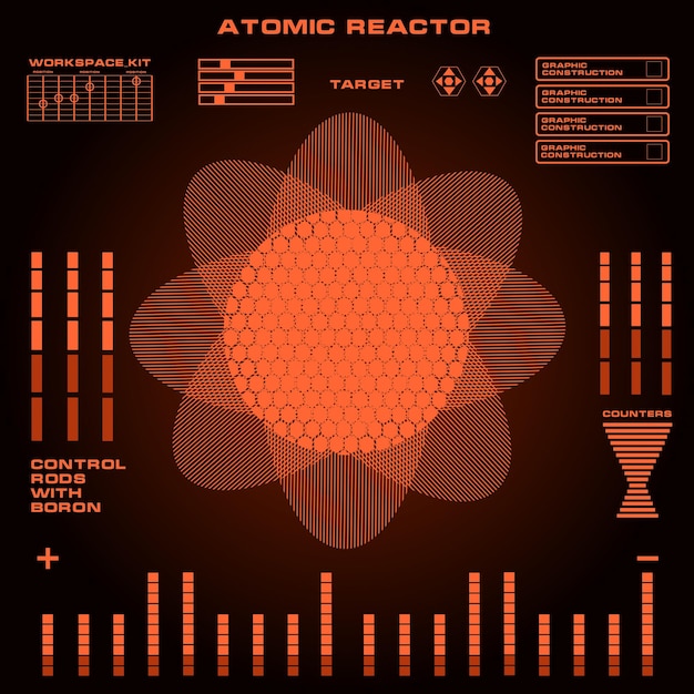 Atomic reactor Futuristic virtual graphic touch user interface