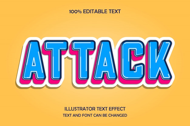 Attack,3d editable text effect modern shadow emboss style