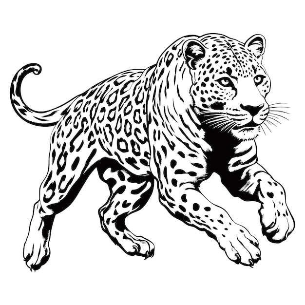 Attack leopard lines illustration Abstract vector leopard on the white background