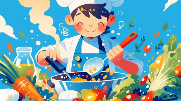 Vector attending a summer cooking competition