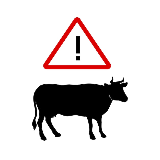 Attention ahead of the cow Danger sign