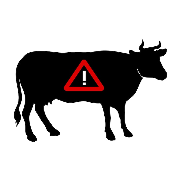 Attention danger cow on the road Signboard for drivers or warning