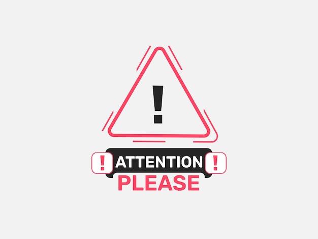 Attention please red alert icon vector sign