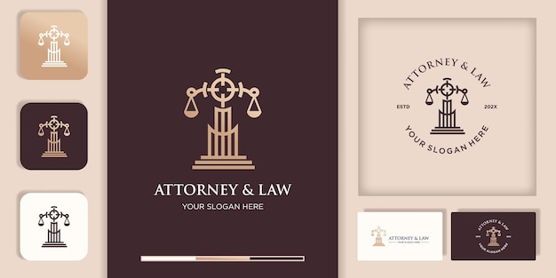 Attorney and law logo design, target pole, and business card design