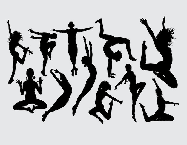 Attractive aerobic dance silhouette