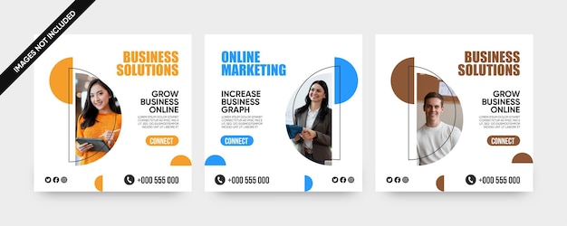 Attractive business solutions social media post templates