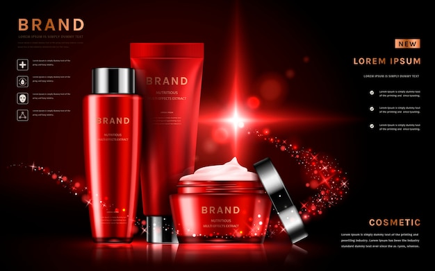 Attractive cosmetic set ads with packaging skincare sets