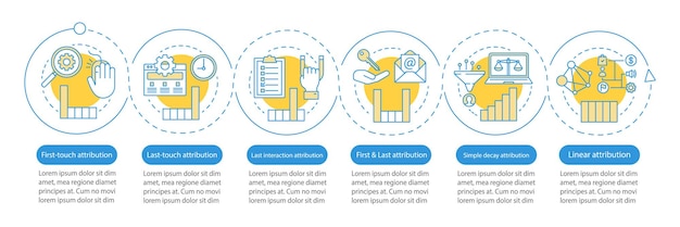 Attribution modeling types vector infographic template